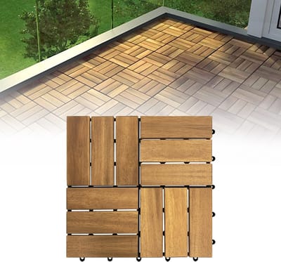 Houten Terrastegels - Balkon Vloer - Buitenruimte Aankleden - Kliksysteem Makkelijk - 30x30 Cm - Natuurlijk Hout