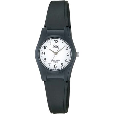 Q&Q VQ03J001Y - Horloge - Sport - Analoog - Dames - Vrouwen - Plastic band - Rond - Cijfers - Kunststof - Zwart - Wit