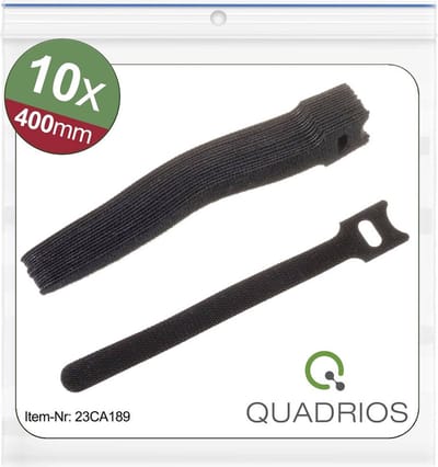 Quadrios 23CA189 Klittenband kabelbinder Om te bundelen Haak- en lusdeel (l x b) 400 mm x 16 mm Zwart 10 stuk(s)