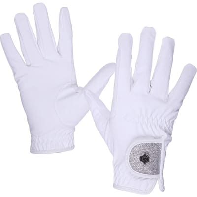 Qhp Handschoen Glitz White - L | Paardrij handschoenen