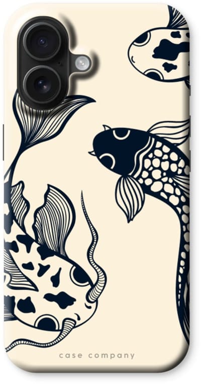 Case Company® - Hoesje geschikt voor iPhone 16 hoesje - Black Koi - Tough Case - Maximale Bescherming alle Kanten en Schermrand