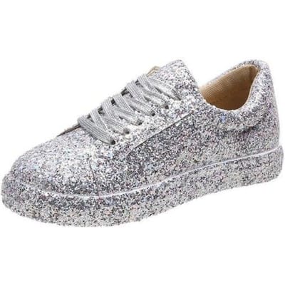 Vrouwen Vulcaniseer Schoenen Sneakers Zilver Bling Schoenen Meisjes Platte Glitter Sneakers Casual Vrouwelijke Ademende Veter Sportschoenen 43