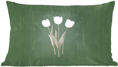 Sierkussens - Kussentjes Woonkamer - 60x40 cm - Tulpen - Liefde - Donkergroen