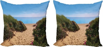 ABAKUHAUS Massachusetts Decoratieve Kussenhoes, Set van 2, Herring Cove Beach, Modern Accent, Dubbelzijdige Digitale Print, 40x40 cm, Multicolor