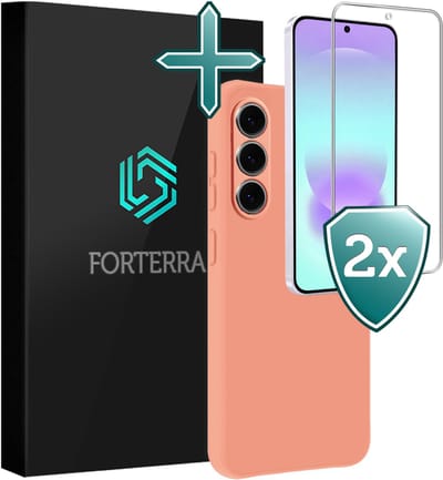 Hoesje Met 2x Screenprotector - Geschikt voor Samsung Galaxy A37 - Sterk & Shockproof - Telefoon Hoes - Back Cover - Siliconen Case - Perzik