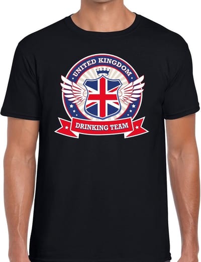 Zwart Engeland drinking team t-shirt zwart heren - United Kingdom kleding S