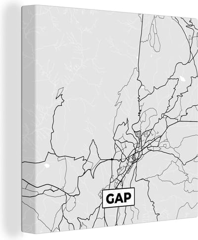 Canvas Schilderij Plattegrond – Gap – Stadskaart – Kaart – Frankrijk - 20x20 cm - Wanddecoratie
