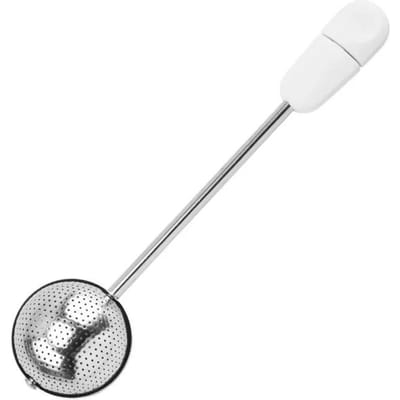 304 Roestvrijstalen Thee Zeef Creatieve Roterende Bolvormige Thee Infuser met Handvat Schepvorm Thee Filter Set Thee Accessoires white