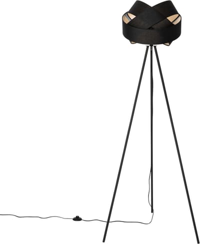 QAZQA cloth - Moderne Vloerlamp | Staande Lamp - 1 lichts - H 155 cm - Zwart - Woonkamer | Slaapkamer | Keuken