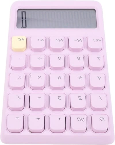 Zonne-calculator 12-cijferig - Grote Knoppen Rekenmachine - Schoolkantoor Werk - Dubbel Aangedreven - Desktop Formaat - Paars