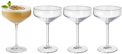 Excellent Houseware Martini glazen - 4x stuks - glas - 300ml - met streep - martini glas - cocktailglazen
