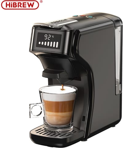 HiBREW H1B - 6 in 1 - Koffiemachine - Koffiezetapparaat - Multifunctioneel voor warm en koud - Kapsulekoffiezetapparaat - Voor Nespresso, Dolce Gusto, ESE & gemalen koffie - Zwart
