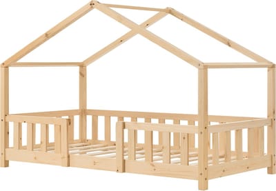 Kinderbed Treviolo huisbed 80x160 cm naturel [en.casa]
