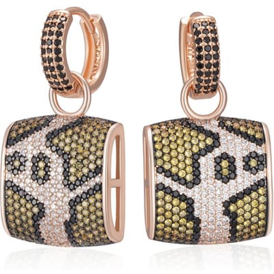 Boucles d'oreilles pendantes léopard en zircon naturel brillant pour femmes, uniques, plaquage or rose et noir, bijoux vintage quotidiens beige