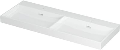 INK Urban Wastafel Porselein Dubbel met 2 Kraangaten - 1200x450x80 mm - Glans Wit