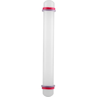 9in Anti-aanbak Plastic Deegroller met Ring Fondant Taart Koekjesdeegroller Bakgereedschap white