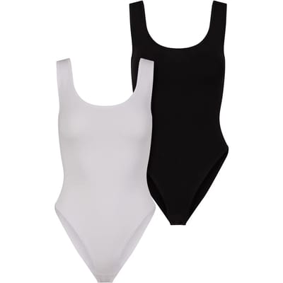 Urban Classics - Organic Tank Body 2Pack Bodysuit - XS - Wit/Zwart