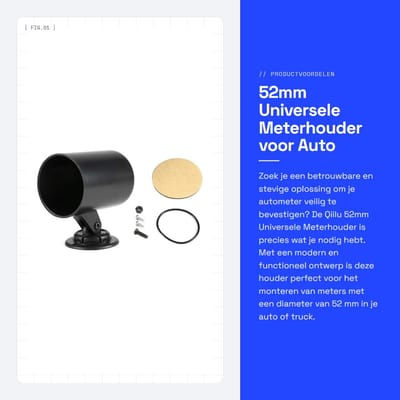 Dailygoods- Meterhouder voor 52mm Instrument - Universele Houder - Auto/Truck - Inclusief Bevestigingsmateriaal - Zwart - Duurzaam Kunststof - Instrumentenhouder