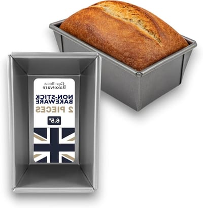 Broodblik Set - Broodvorm Bakblik - Zelf Brood Bakken - Antiaanbak Gecoat - 1LB & 2LB - Grijs