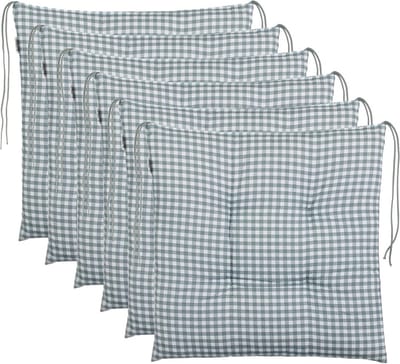 Set van 6 Stoelkussens Tuinkussens Geruit 40x40 cm - Anthraciet, Lichtgrijs, Bruin, Beige