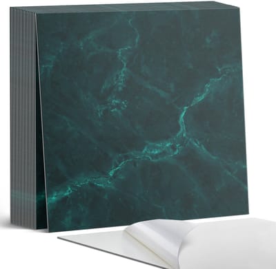 Coloray Plaktegels - Geaderd marmerpatroon Zelfklevende Tegels - 20 cm x 20 cm - Groente Plaktegels - 20 stuks - Vierkant PVC Tegels - Plaktegels Badkamer - Plaktegels Vloer - Vinyltegels Vloer Zelfklevend - Wandtegel Zelfklevend
