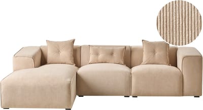 DOLVA - Hoekbank - Beige - Rechtszijdig - Corduroy