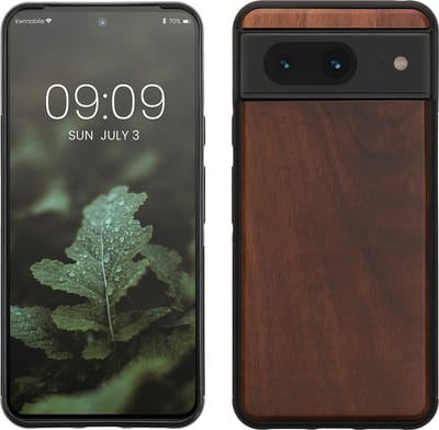 kwmobile telefoonhoesje geschikt voor Google Pixel 8 - Hoesje met bumper in vintage bruin / bruin - Backcover - hout