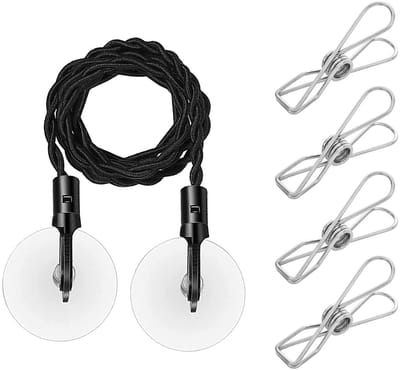 Dailygoods- Reiswaslijn Uittrekbaar 1,2 m - 2,8 m Rekbaar - 4 Roestvrijstalen Clips - Draagbaar - Reisaccessoires - Geschikt voor Outdoor Camping - Waslijn