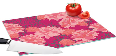 Glazen Snijplank - 39x28 - Luipaard - Dierenprint - Pioenroos - Patroon - Snijplanken Glas