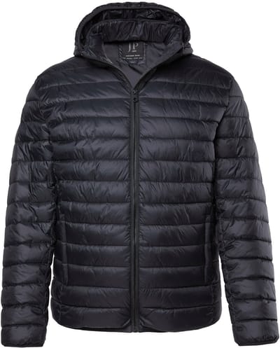 JAY-PI - Heren - Licht doorgestikt jasje Buik-Fit capuchon - Zwart - Maat 6XL
