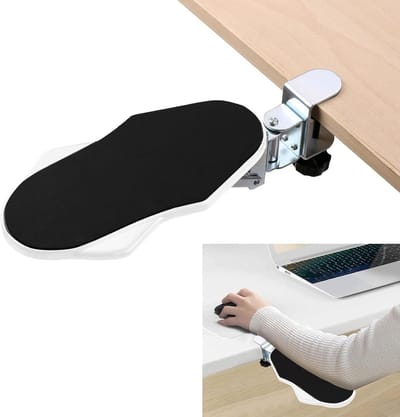 Ergonomische armsteun 180° draaibaar - klemsteun - polssteun - elleboogsteun - bureauverlenger - thuiskantoor - eenvoudig typen - pijnverlichting - wit