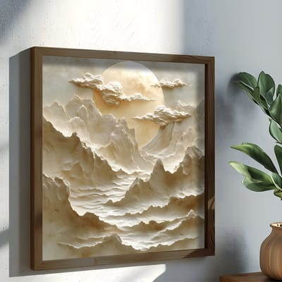 Asir - Decoratief ingelijst schilderij van MDF - Veelkleurig - 100% MDF (Dikte: 3 mm) - 52 x 52 x 4 cm