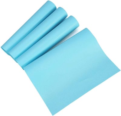 4-delige set 29 x 45 cm vriesmatten - Wasbare antibacteriële opslaghoezen voor vochtabsorptie in koelkastlades - Blauw