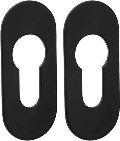 SOTECH Set van twee kleefrozetten, ovaal, 65 x 28 x 2 mm, roestvrij staal zwart met 3M VHB kleefpad, boren niet nodig, voor sloten met profielcilinders in meubels en deuren.