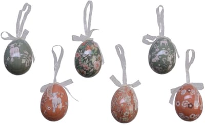 Decoris Paaseieren - 6x stuks - foam - paasversiering - 6 cm - paasei - pasen - paasdecoratie