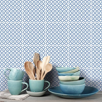Tegelstickers voor de muur in keuken en badkamer - 9 Oosterse cementtegelstickers, Tataouine-stijl - 9 stickers, 20x20 cm