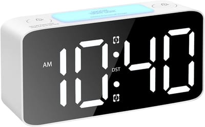 Digitale wekker - ultraluid - RGB nachtlicht - verstelbaar volume - met USB-oplader - voor zware slapers - volwassenen/kinderen - wit - standaardformaat - 1 stuk
