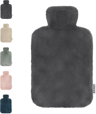 Ølav North – Kruik met Nordic Fur hoes - Incl geschenkverpakking - Tot 6 uur warmte - Heerlijk zacht - Warmwaterkruik - 1.8 liter – Stone Grey - Cadeau voor haar, vrouw, vriendin