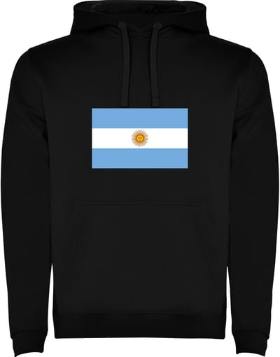 Zwarte unisex hoodie met Wereldse vlaggen het land Argentinie merk Roly maat M