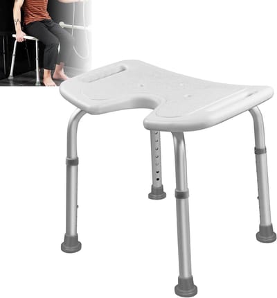 Douchekruk - Badkamer stoel - Veilig douchen - In hoogte verstelbaar - 48x32cm zitting - Wit