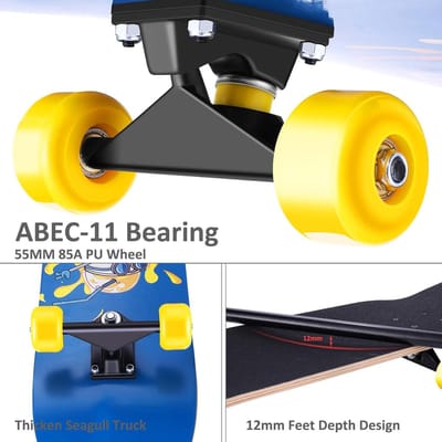 70 x 20 cm complete rolplank van Canadees esdoorn - 7-laags concave rolplank met dubbele voet - voor beginners van alle leeftijden