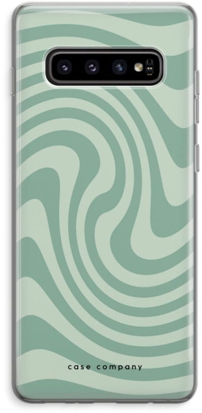 Case Company® - Hoesje geschikt voor Samsung Galaxy S10 Plus hoesje - Swirl Groen - Soft Cover Telefoonhoesje - Bescherming aan alle Kanten en Schermrand