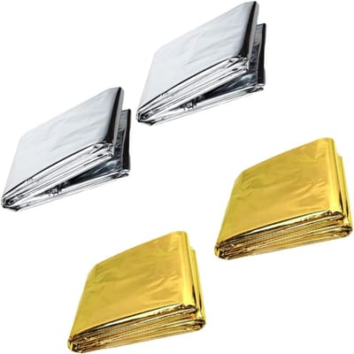 Nooddekens 4 Stuks - Thermishe Dekens - Outdoor Overleven - Wind- en Waterdicht - 210x140cm - Zilver