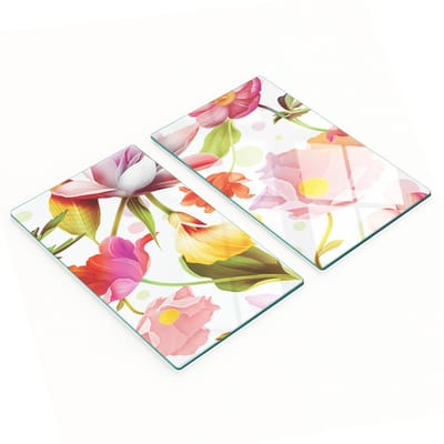 Stijlvolle en duurzame glazen borden met tropische bloemenprint, 2x30x52 cm