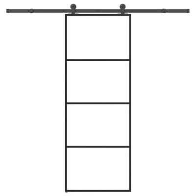 vidaXL - Schuifdeur - met - beslag - 76x205 - cm - ESG-glas - en - aluminium