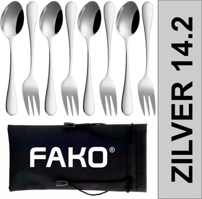 Fako Bijoux - 4x Gebak Bestek / Dessert Bestek Classic - 14cm - Zilver - 4 Sets