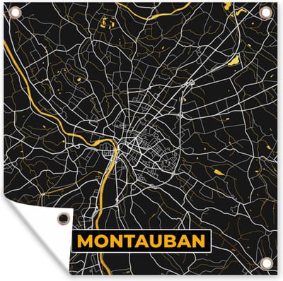 Tuin poster Kaart - Frankrijk - Plattegrond - Montauban - Stadskaart - 200x200 cm - Tuindoek