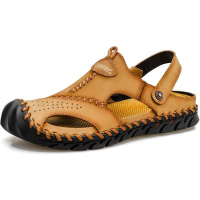Grote Maat Herensandalen Strandsandalen Dubbel Doel Heren Ademend Casual Hol Lederen Sandalen Tweelaags Rundleer Herenschoenen 48 orange