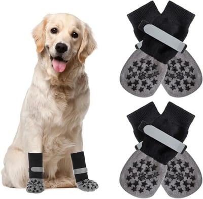 Antislip hondensokken voor honden, zachte pantoffels ter bescherming van hondenpoten, verstelbare sluiting voor binnengebruik (M)