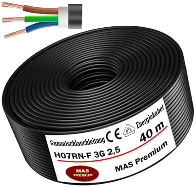 Robuuste Rubber Stroomkabel voor Bouwplaats en Zware Apparatuur - Verschillende Lengtes en Doorsnedes
